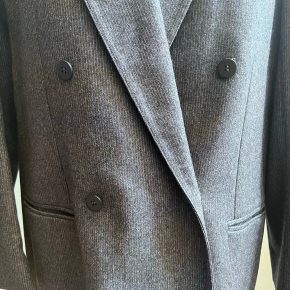 Vintage Harve Benard 100% Wool Double Breasted Blazer Striped Gray Women's 14 - Picture 3 of 9